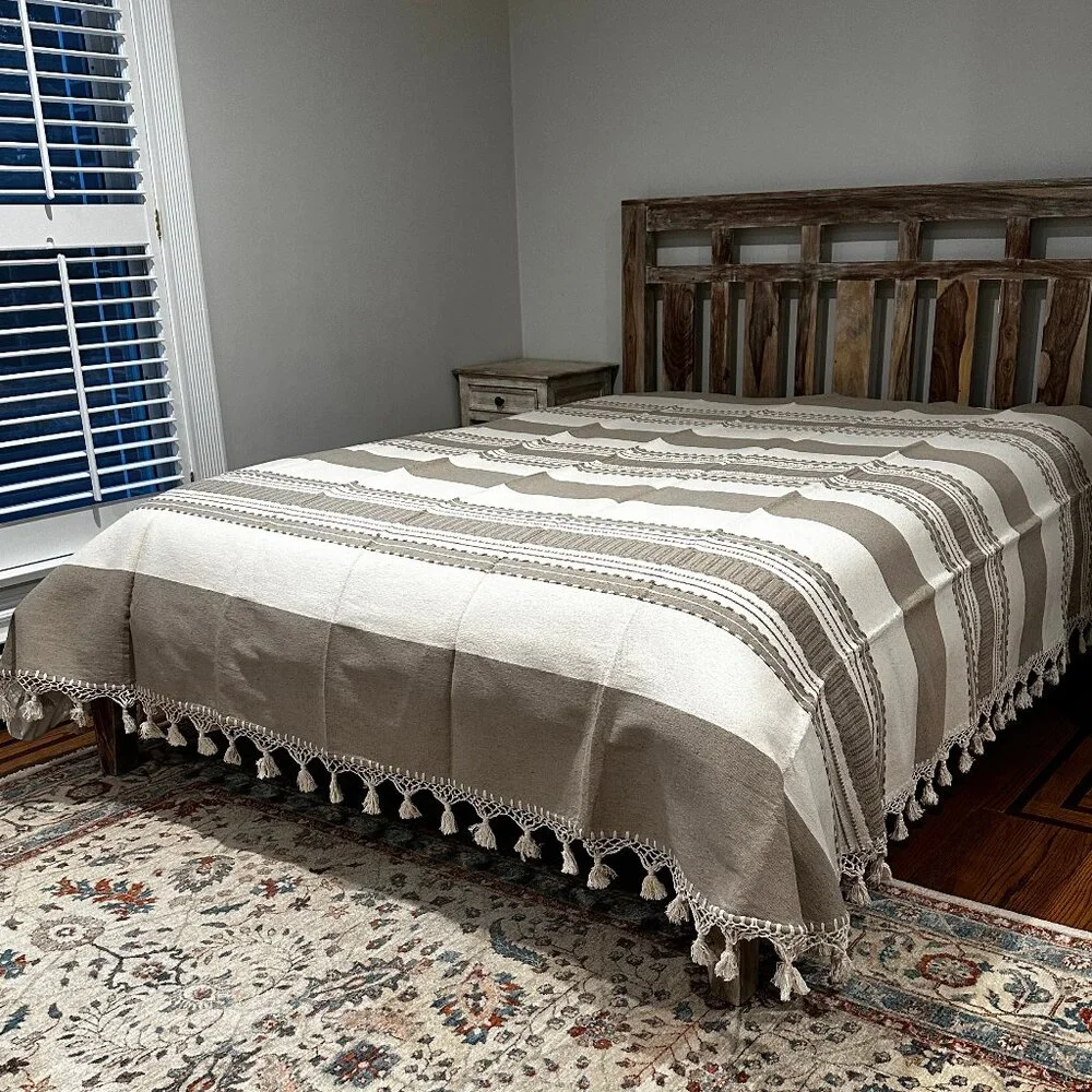 Custom size Cotton Bedspread/Quilt. From Oaxaca Mex. Hand loom, Bed covers,